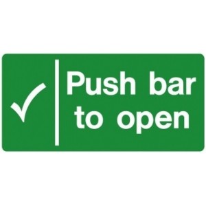 Push Bar to Open (300mm x 150mm) Photoluminescent